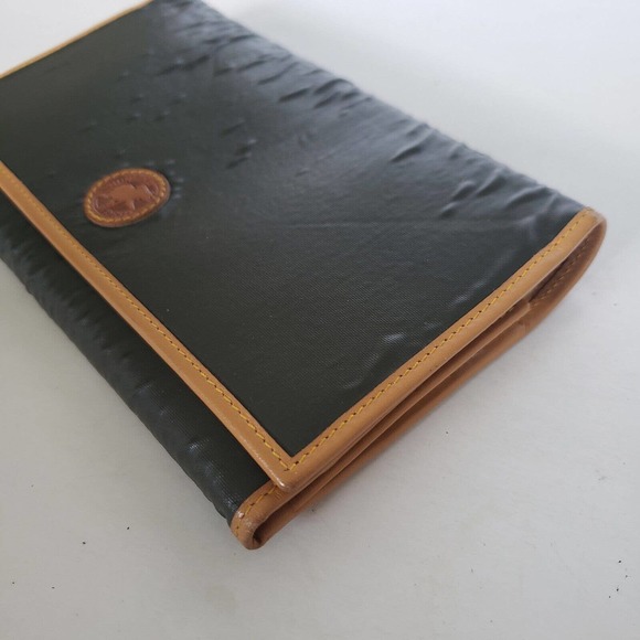 Hunting World Vintage Designer Tan Green Wallet Credit Card ID Holder Case Small - Picture 11 of 12